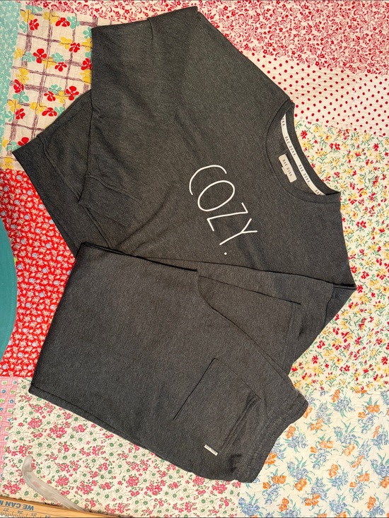 Rae Dunn Pants - Rae Dunn 'COZY.' Charcoal Sweatshirt & Jogger Set
